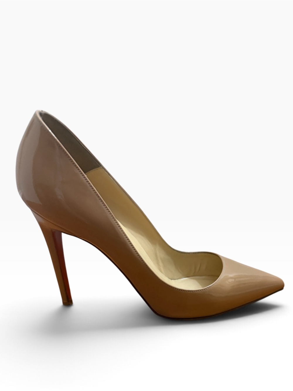 Christian Louboutin Patent Nude Pointed-Toe Stiletto 100mm sz 40 in Blush